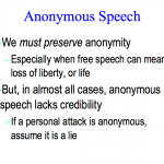 Slide about anonymous speech